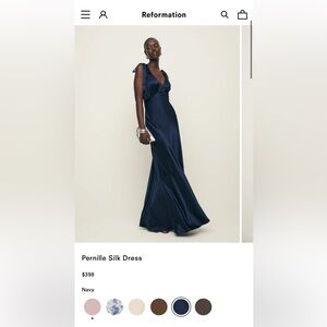 Reformation Deep Blue Maxi Dress (Pernille Silk Dress)